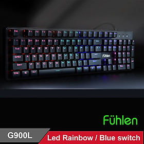 Bàn phím cơ gaming có dây Fuhlen G900l Led Rainbow Blue Switch tem Ninza - Hàng chính hãng