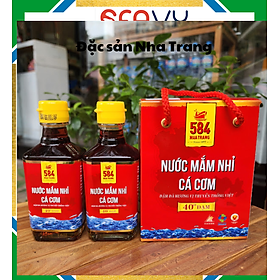 Đặc Sản Nha Trang-Nước Mắm Nhỉ Cá Cơm 584 Loại 40 Độ Đạm Seavy Xách 4 Chai Thủy Tinh