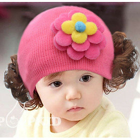 Mũ len nón len bé gái đáng yêu tóc giả xoăn xinh xắn dona22060501