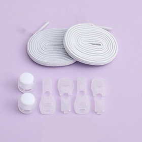 Bộ Dây Giày Co Giãn Kèm Phụ Kiện Khóa Dây Giày Không Cần Buộc Thắt Giày Thể Thao Bata Ngoài Trời Legaxi - Bộ Dây Khóa Trắng