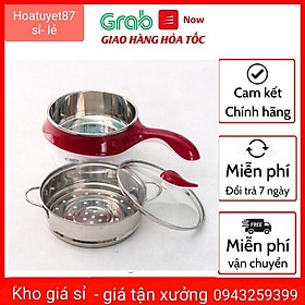 nồi lẩu mini có tay cầm tặng kèm xửng hấp