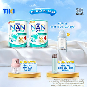 [Tặng Bình nước tuần lộc] Bộ 2 lon Sữa bột Nestlé NAN OPTIPRO PLUS 4 800g/lon với 5HMO Giúp tiêu hóa tốt + Tăng cường đề kháng - Bé 2-6 tuổi