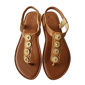 Giày sandal nữ xỏ ngón da bò thật BIGGBEN cao cấp SDN72