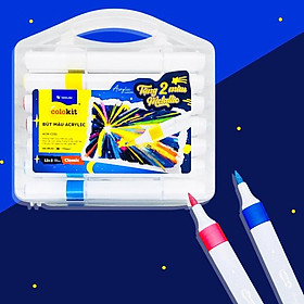 Hộp 12 Bút Màu Acrylic Đầu Brush + 2 Màu Metallic - Colokit ACM-C031