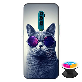 Ốp lưng điện thoại Oppo Reno 10X Zoom hình Mèo Con Đeo Kính Mẫu 2 tặng kèm giá đỡ điện thoại iCase xinh xắn - Hàng chính hãng