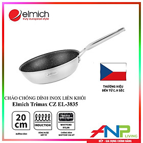 Chảo Vân Đá Chống Dính, Sâu Lòng 3 Lớp inox Liền Khối - ELMICH TRI-MAX CZ (Size 20cm/EL-3835, 24cm/EL-3836, 26cm/EL-3837, 28cm/EL-3838 - Chiên, Xào, Rán Trên Mọi Loại Bếp) - Hàng Chính Hãng