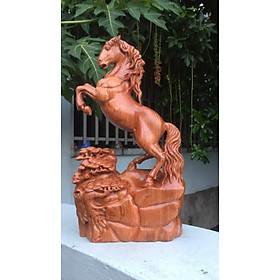 Tượng con ngựa nhất mã phi thiên bằng gỗ hương đá liền khối kt cao 40×22×7,5cm