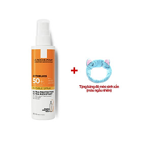 Xịt Chống Nắng Toàn Thân Không Màu La Roche-Posay Anthelios Invisible Spray SPF50+ 200ml (Tặng băng đô mèo xinh xắn)