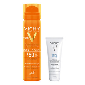 Xịt Khoáng Chống Nắng Giảm Dầu, Khô Ráo & Không Gây Nhờn Rít SPF 50+ UVA & UVB ++++ Vichy (75ml) - Tặng Sữa Rửa Mặt Vichy Ideal White (15ml) - 100892092