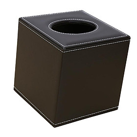 Black PU Leather Facial Tissue Box Cover, Paper Container for Bathroom