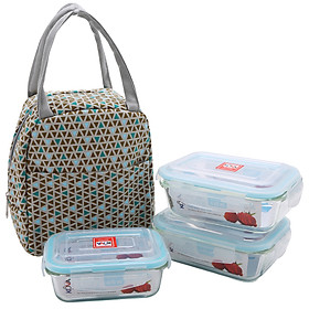 Mua Bộ 3 Hộp Thủy Tinh Chịu Nhiệt KOVA (370ml + 640mlx2) Kèm Túi Giữ Nhiệt Họa Tiêt