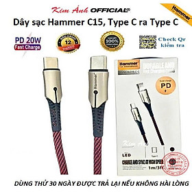 Mua Dây sạc nhanh Ham.mer PD20W ( C15) chân cắm Type C ra Type C  dây dù chống rối  Hàng chính hãng bảo hành 1 năm
