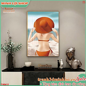 Tranh cô gái tráng gương pha lê hiện đại trang trí phòng khách,không gian tặng tân gia TẶNG KÈM ĐINH TREO GIRL023