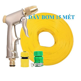 Mua Bộ dây vòi xịt nước rửa xe  tưới cây . tăng áp 3 lần  loại 15m 206701-2 đầu đồng cút+ tặng đai