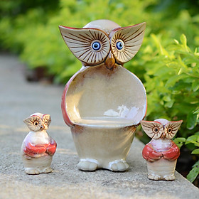 3PCS Bird Animal Owl Figurines Garden Statues Figurine Funny Sculpture Ornaments Décor Indoor Outdoor Statues Yard Art Figurines for Patio Lawn House