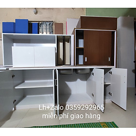 Tủ bếp mini nhựa đài Loan ốp mặt gạch sẵn bồn đôi