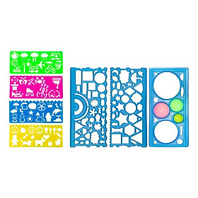 7x Drawing Stencils Set Stencils Multifunctional Drawing Template Multi Shaped clearly colorful for Office Measuring Tool Painting Boys Girls