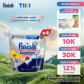 Combo 4 túi Viên Rửa Chén Bát Finish Powerball Quantum 21 viên
