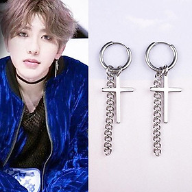 Bông tai khuyên tai nam chữ thập dài KPOP chất lừ