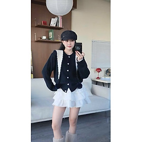 Áo Len Khuy Tim Kèm Choàng Thủy Thủ Cục Bông – Form Hàn Xinh, Ấm Áp, Hot Trend 2025