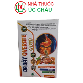 ( COMBO 3 HỘP) Dạ dày Overate Gold-Hỗ trợ giảm acid dịch vị -Giúp bảo vệ niêm mạc dạ dày-Hộp 20 gói