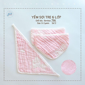 Yếm Tam Giác Sợi Tre 6 Lớp Goodmama Set 3 Cái Dành Cho Bé Từ 0-3 Tuổi