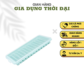Mua Khay Nhựa Làm Đá Thanh Dài 13 Viên Có Nắp Hàn Quốc Hole KT: 26x11.5 Cm
