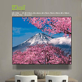 Tranh treo tường tự tô màu số hóa DALI Tranh Phong Cảnh Hoa Anh Đào C036