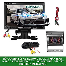 Bộ Camera Lùi Xe Tải Hồng Ngoại Và Màn Hình Hiển Thị Camera Lùi 7 Inch Dây Tín Hiệu 10m,15m,20m