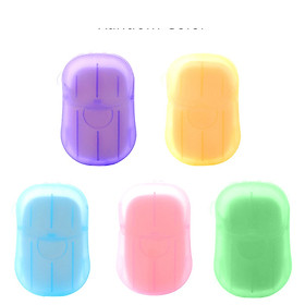 Travel Portable Disposable Soap Flakes with Storage Box Container 20Pcs Soap Papers Scented Foaming Mini Paper Soap Hand - Random Color
