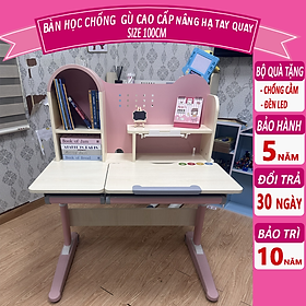 Mua Bộ bàn học chống gù gỗ tự nhiên cao cấp G10 size lớn 100cm nâng hạ độ cao tay quay  điều chỉnh nghiêng dễ dàng