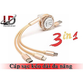 Mua Sạc Đa Năng 3 Đầu Dây Rút siêu tiện lợi