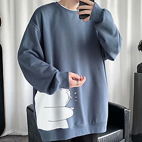 Áo Sweater Tay Dài Cổ Tròn Dáng Rộng In Hình Gấu Hoạt Hình Phong Cách Hip Hop Thời Trang Cho Nam Giới Size M-8XL