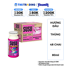 Sữa chua uống hương dâu Vinamilk Susu - Thùng 48 chai 80ml
