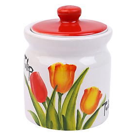 Mua Hũ Đựng Gia Vị Bánh Mứt Hoa Tulip Dáng Trụ Bằng Sứ Cao Cấp Minh Tiến J2