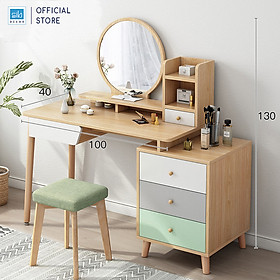 Mua Bộ Bàn Phấn Trang Điểm Phong Cách Bắc Âu Với Chân Gỗ Hiện Đại SIB Decor BTD09 (Không Kèm Ghế)