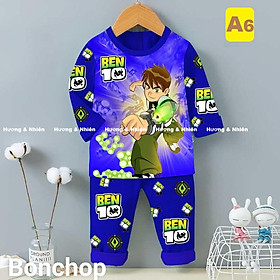Bộ đồ siêu nhân tay dài cho bé trai từ 10-40kg. Chất thun lạnh, vô tư giặt máy không lo vở hình
