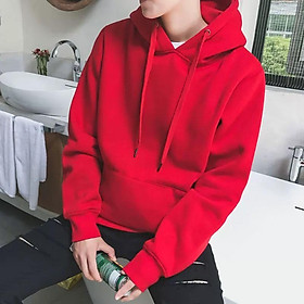 Áo Hoodie Chất Nỉ màu đỏ-Áo NỈ hàn Quốc,Áo khoác hoodie nỉ bông dưới 60kg -  4 màu Daski phong cách nelly ulzzang