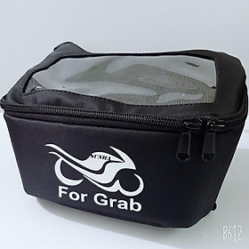 Túi treo điện thoại xe máy chống nước For Grab chuyên dụng tìm đường, đi phượt, vải bố chống nước màu đen MBS3139