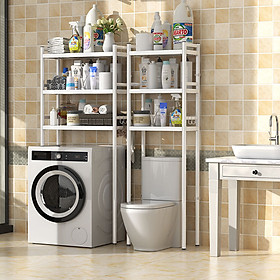 Kệ để đồ trên Máy giặt INOX 304 trắng 3 tầng kệ đồ đa năng toilet nhà tắm tiết kiệm cho không gian nhỏ hẹp VANDO
