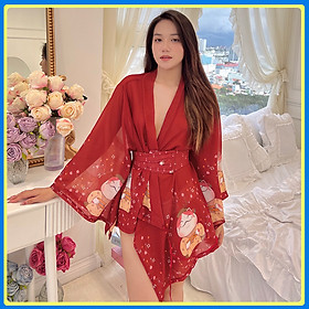 Váy ngủ kimono nhật bản cao cấp sexy P74 - Đầm ngủ kiểu áo choàng kèm chip lọt khe gợi cảm - Đồ ngủ nữ sexy