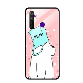 Ốp Lưng Kính Cường Lực cho Điện thoại Realme 5 Pro - 0338 BEAR02 - Hàng Chính Hãng