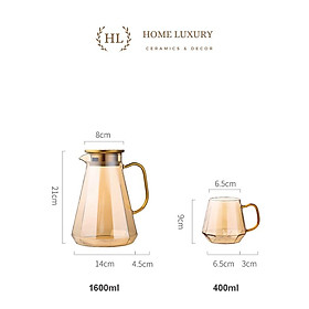 Mua Bình nước thủy tinh Borosilicate Vàng Hoàng Kim 2 Lít | Bình thủy tinh vàng cao cấp chống sock nhiệt dung tích 2000ml