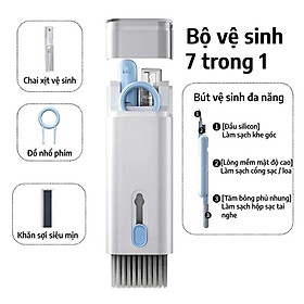 Bộ Dụng Cụ Vệ Sinh Tai Nghe, Bàn Phím, Máy Tính Đa Năng 7 Trong 1, Nhỏ Gọn, Tiện Lợi , Bộ Vệ Sinh Laptop Đa Năng 7 in 1 7in1 Cao Cấp Vệ Sinh Tai Nghe Điện Thoại, Màn Hình, Máy ảnh Nhựa Abs Cao Cấp Dùng Cho / Airpods / iPhone / iPad Quà - Hàng Nhập Khẩu 1