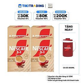 [Tặng Ca đá 900ml] Combo 4 Hộp Cà phê hòa tan NESCAFÉ 3IN1 VỊ KEM SỮA 20 gói ĐẬM VỊ SỮA, CHUẨN CÀ PHÊ