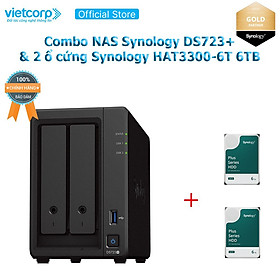 Combo Thiết bị lưu trữ NAS Synology DS723+ và 2 Ổ cứng Synology HAT3300-6T Hàng Chính Hãng