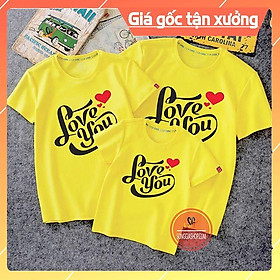 Áo gia đình Love you Đồ đôi mẹ và bé Đồng phục gia đình 3/4/5 người Thun cotton Màu vàng GD291VD