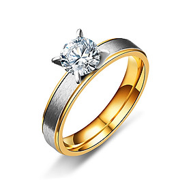 Nhẫn cặp nam nữ đính đá - Loại đính đá - Size 6