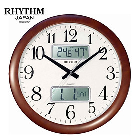 Đồng hồ treo tường Nhật bản Rhythm CFG901NR06 - Kt 41.0 x 5.5cm, 1.46kg Vỏ gỗ, dùng PIN.