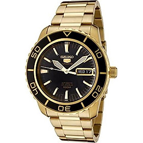 Seiko Men's SNZH60 Seiko 5 Automatic Black Dial Gold-Tone Stainless Steel Watch